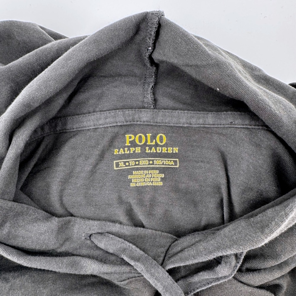 Polo Ralph Lauren Hoodie Mens XL Grey Long Sleeve Tee Cotton Pony Logo - Picture 4 of 7